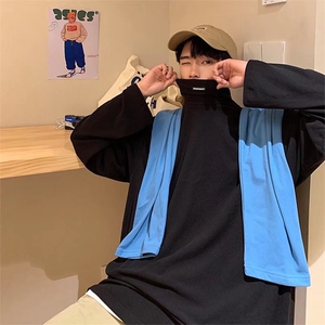 半高领打底衫男宽松百搭ins港风秋季新款长袖t恤休闲简约T610-P28图片