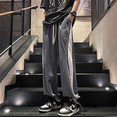 抖音直播数据款春季新款撞色拼接宽松直筒休闲裤运动裤K506-P38，男装休闲裤，星座914-3