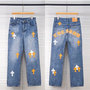 1506-1/GT2990/P61牛仔裤宽松直筒显瘦印花城市百搭男女破洞炫彩图片