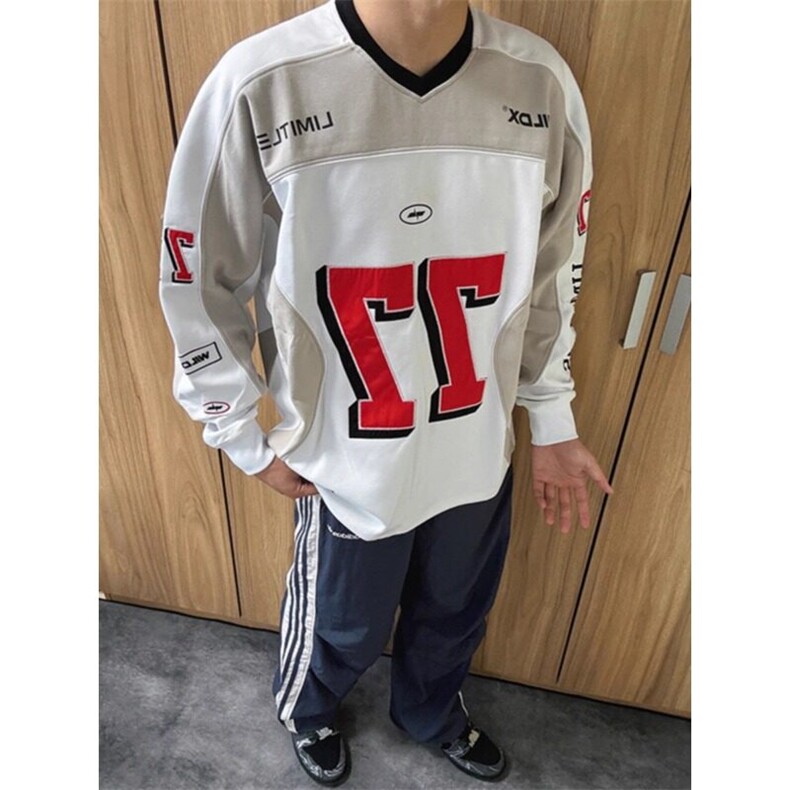 欧美街头赛车服卫衣潮牌酷帅冰球服美式套头外套WY5508特P38，女装短外套，星座908-1