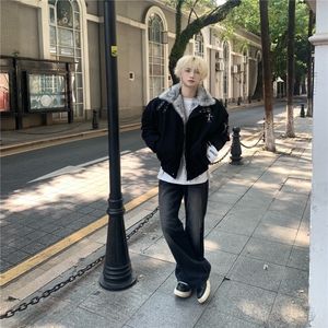 现货 美式cleanfit十字架座山雕男女高级感夹棉衣开衫MY7862/P105图片