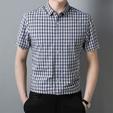 C2813钱塘2020-2夏季新款男士短袖衬衫格子休闲百搭衬衣P42，男装衬衫，钱塘207-2