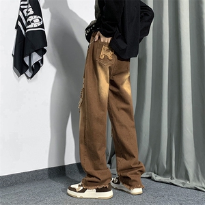 日系复古秋冬宽松直筒长裤男高街ins潮牌阔腿裤牛仔裤 K5204-P45图片