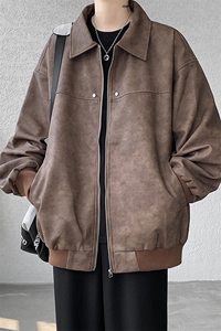 8XL-M脏脏痞帅皮衣外套男秋冬加厚PU皮夹克宽松大码皮袄JK006P95图片