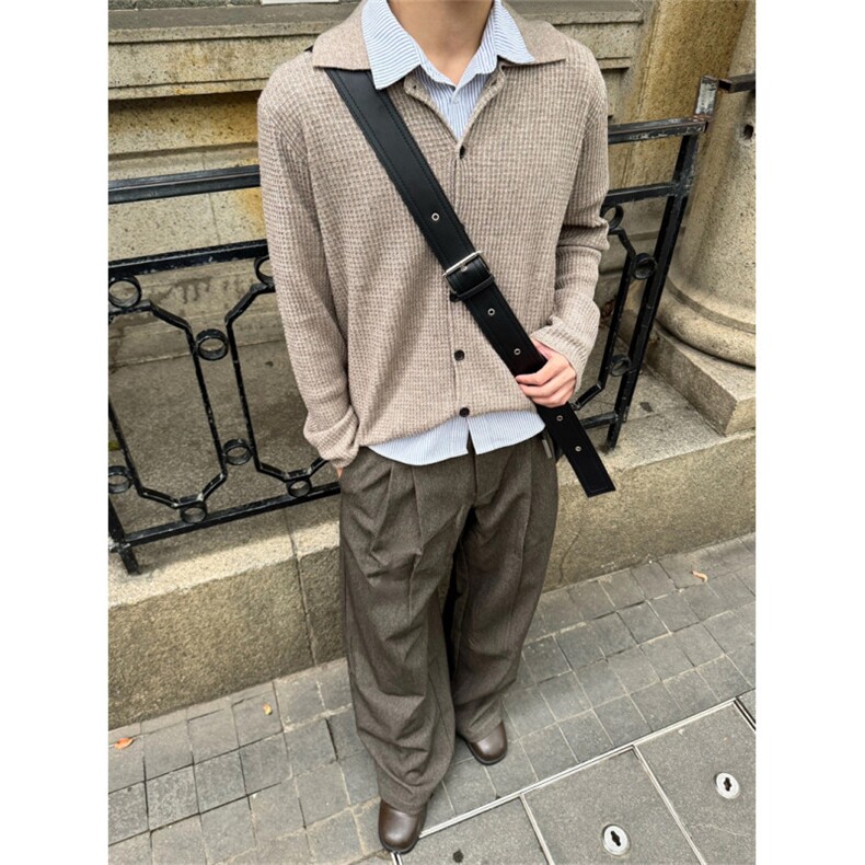 XZ1005-1-HXD1529-P68-华夫格慵懒氛围感开衫毛衣外套男女,男装针织衫/毛衣,星座1005-1