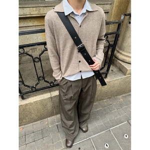 XZ1005-1-HXD1529-P68-华夫格慵懒氛围感开衫毛衣外套男女图片