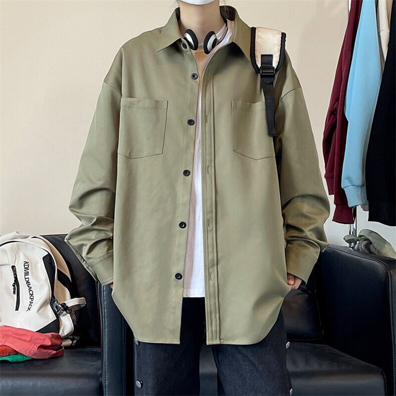 纯色重磅长袖衬衫男大码衬衣上衣外套C2209-P32【特价】,男装衬衫,电商A007