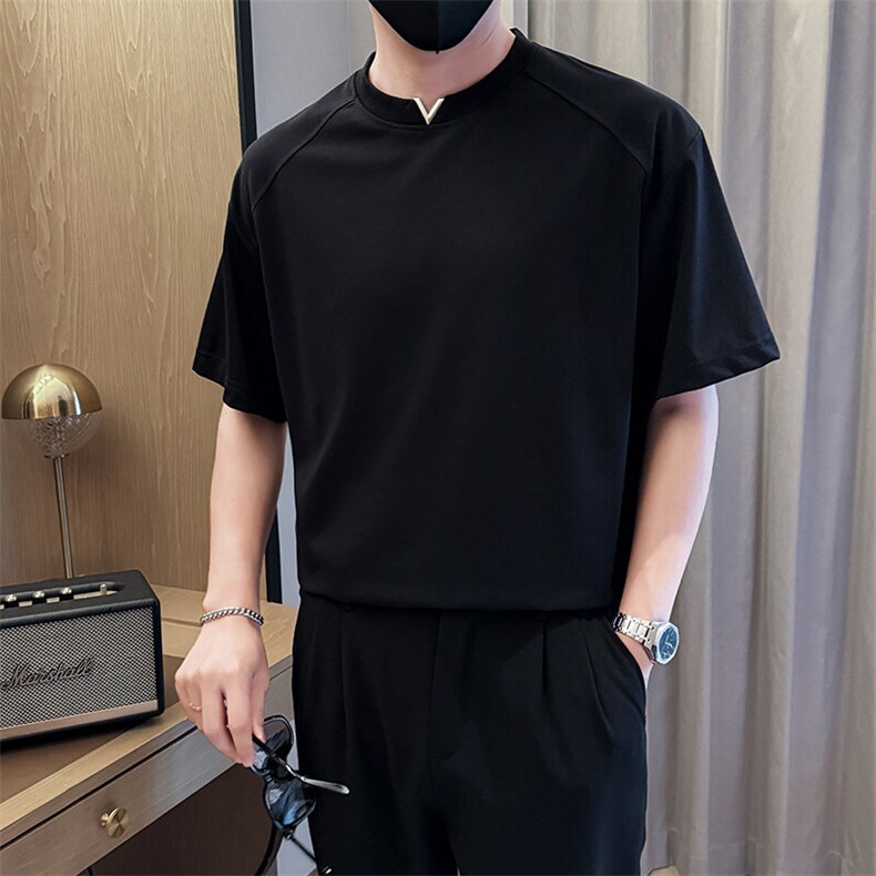 夏打底衫纯色百搭纯色圆领T恤短袖社会小伙A236-82537-特P38,男装T恤,电商A236