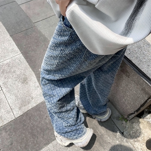 夏季新款星空纹牛仔裤宽松休闲水洗潮流直筒裤图片