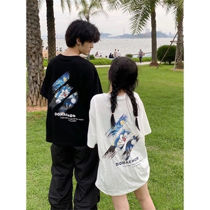 抖音得物供货210克现货宽松纯棉美式潮牌印花落肩袖纯棉T恤AT2154图片