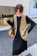 西装马甲连衣裙套装女2025新款春秋复古减龄气质设计感宽松两件套，女装套装/套裙，2C316