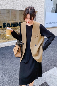 西装马甲连衣裙套装女2025新款春秋复古减龄气质设计感宽松两件套图片