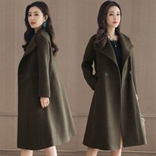毛呢外套纯色修身显瘦优雅可爱唯美气质长袖中长款口袋时尚2020年冬季，女装毛呢外套，笃写