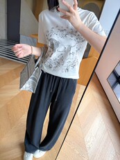 2025新款春夏季烫钻动物印花短袖显瘦正肩t恤，女装T恤，湘姗