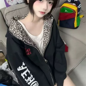 潮牌美式高街hiphop开衫连帽卫衣女2025秋冬情侣小众设计感外套图片