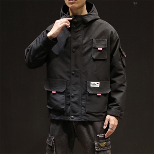 2021春季日系黑墙立体口袋工装夹克连帽外套钱塘6025-jk15-p90图片