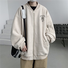 24春秋款美式复古麂皮绒飞行棒球服男女夹克外套JF3276-P80控108，男装夹克，电商B370