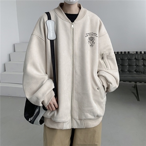 24春秋款美式复古麂皮绒飞行棒球服男女夹克外套JF3276-P80控108图片