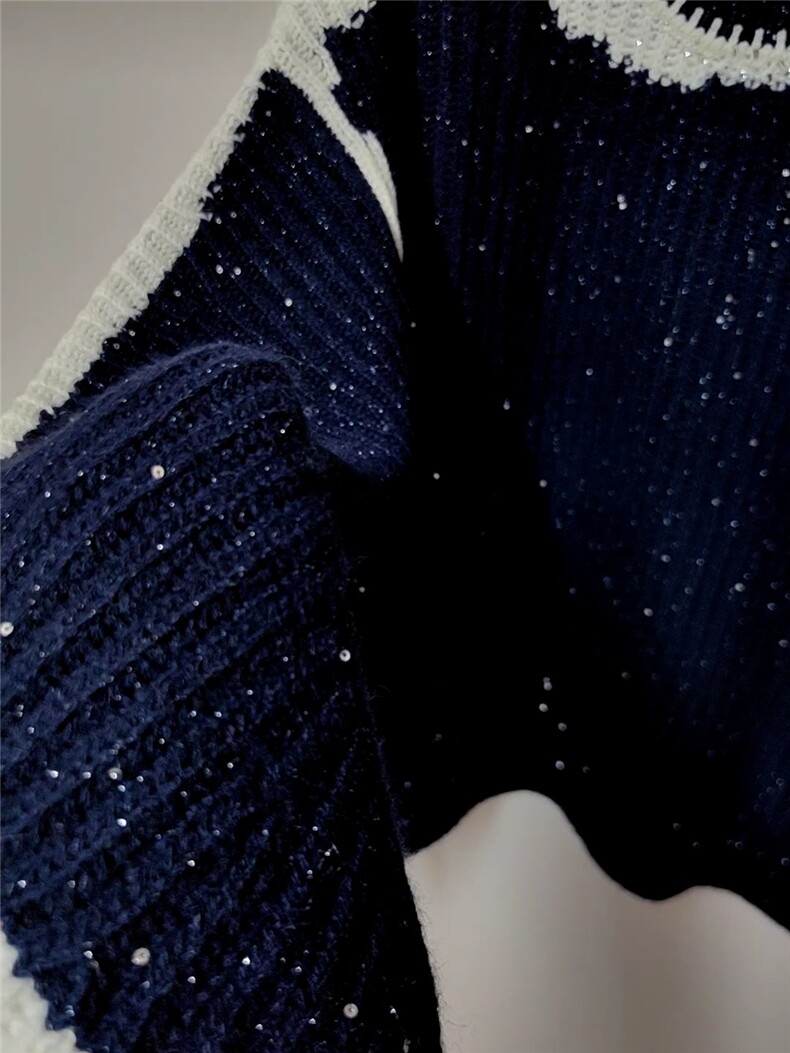 香蕉袖闪片水滴钻，女装针织衫/毛衣，米田羊绒