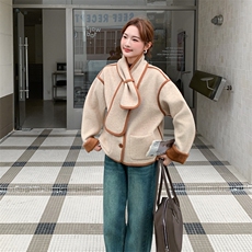 210-3289-P185-k2582025年冬季韩系围巾款小香风上衣2025新款，女装短外套，浙宝210（原浙宝191）