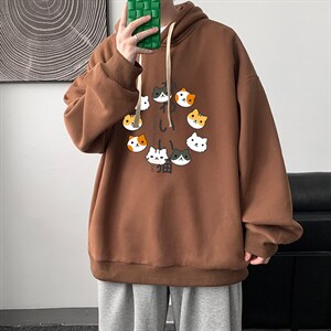 WY2215-P35 加绒款-P40 纯棉连帽卫衣男大码运动帽衫宽松薄外套男图片