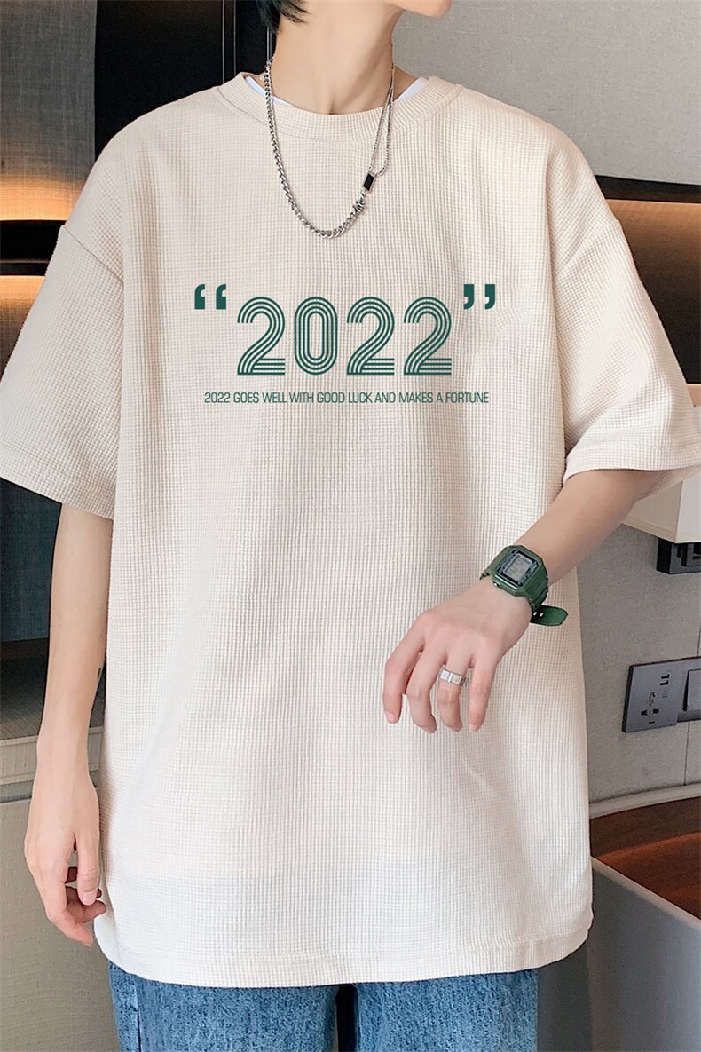 ！2023夏季男士华夫格短袖T恤潮流情侣半袖TXH211P25,男装T恤,电商B220