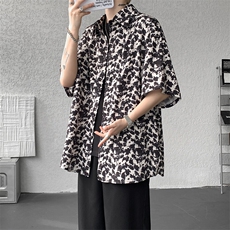 8XL-M花衬衫男短袖夏季薄款冰丝半袖宽松大码休闲外套DC28008P38，男装T恤，电商B312
