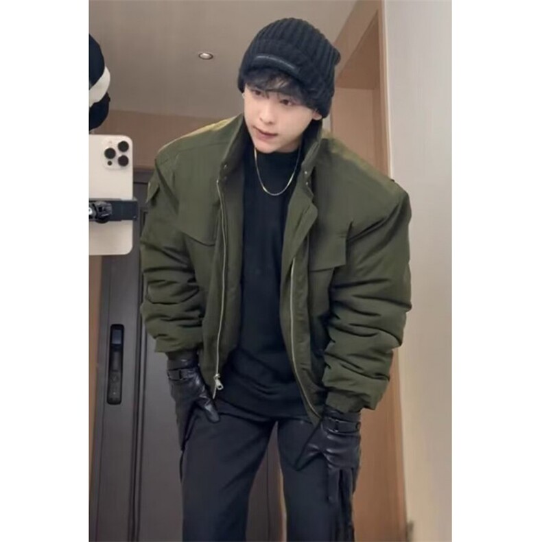 飞行员夹克棉服男冬季教练高级感痞帅立领短款工装外套MJ111,男装夹克,星座1116A（原606A-3）