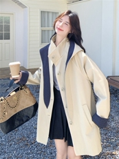 设计感减龄宽松风衣外套女春秋新款爆款可拆卸连帽小个子百搭大衣，女装风衣，慧尚2-185