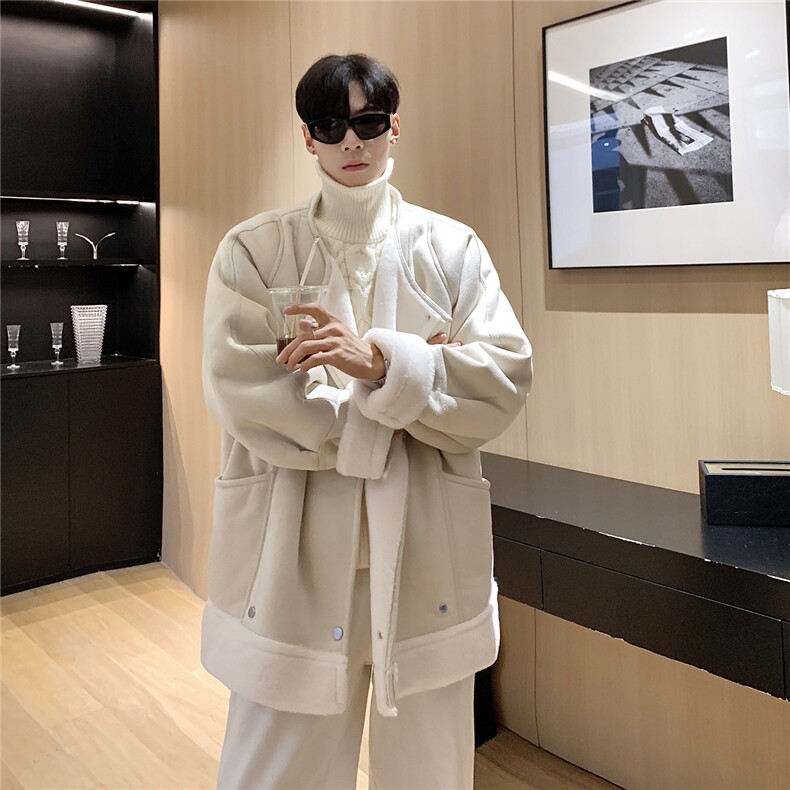 港风皮毛一体棉衣男高级感轻奢机车棉服男外套男8708P158控228，男装棉衣，星座227-7