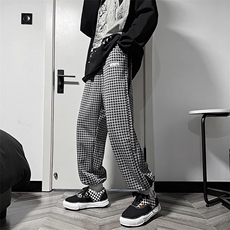 黑白格子裤千鸟格小香风裤子男高街ins潮高级感男装K2334-P30，男装休闲裤，星座512-2