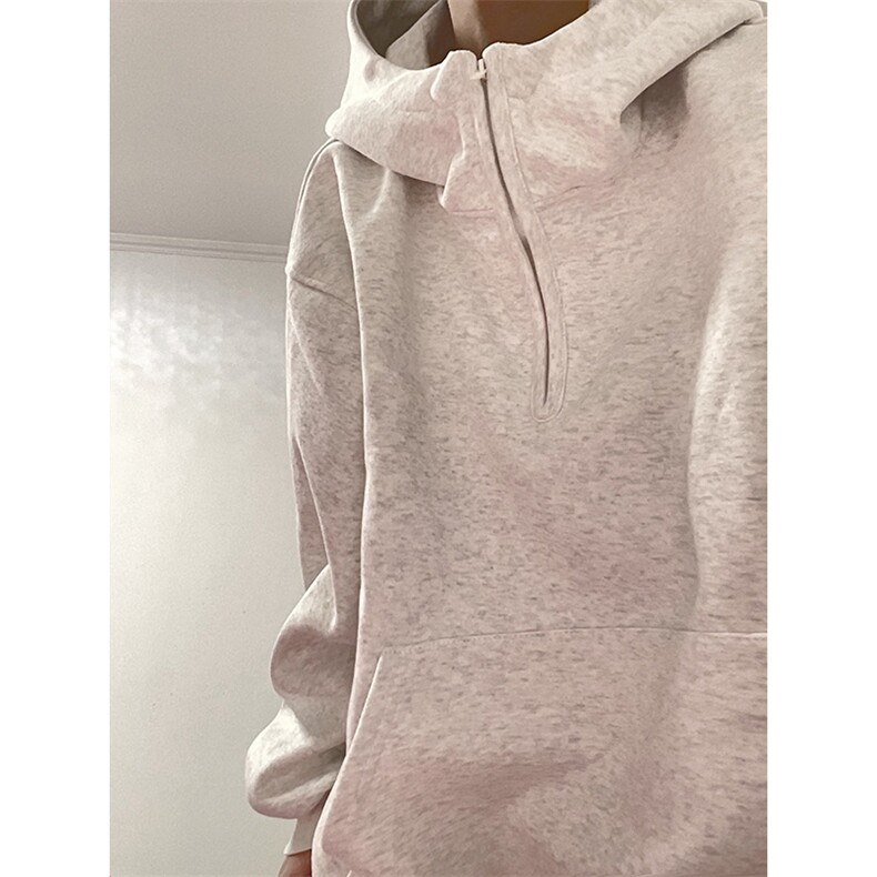 抖音得物高品质二开25秋冬美式重磅宽松纯色连帽拉链高领卫衣W65，男装卫衣，电商A486