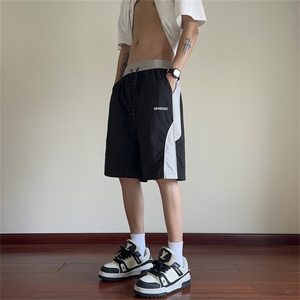 K1022-P35夏季防水拼接冲锋裤短裤男直筒五分裤