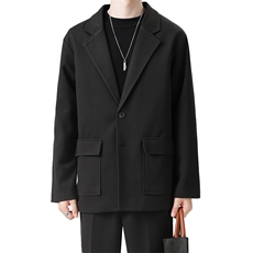 ins休闲毛呢西服男韩版潮流痞帅气小西装上衣港风潮牌单西外套，男装毛呢大衣，星座505-2（原电商A260-1)