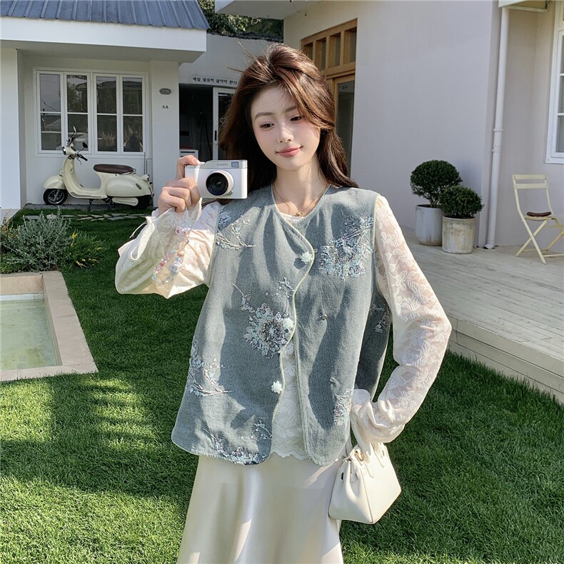 现货新款牛仔马甲套装2B114-P215-K358，女装牛仔外套，网红馆