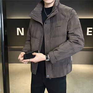 7729-L-4XL-P215标50男士休闲百搭纯色晕染立领修身羽绒服外套图片