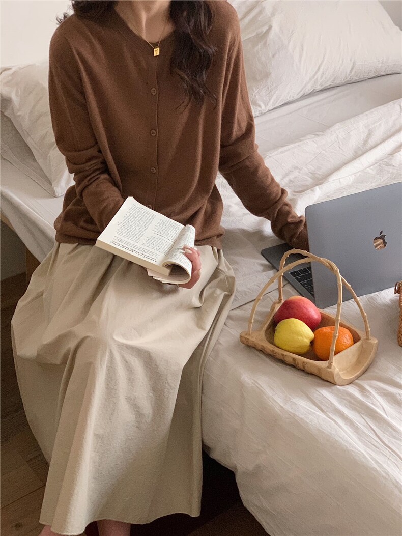 超细美丽诺羊毛圆领开衫,针织衫/毛衣,杭跃羊绒