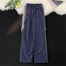 美式复古休闲运动裤男夏薄款阔腿宽松速干潮牌高街红色hiphop裤子，男装休闲裤，四季星座218-1
