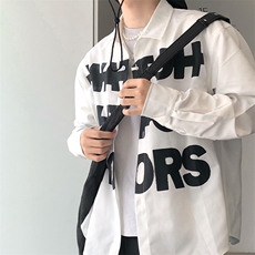 白色衬衫高级感标语字母外套男女春夏季宽松休闲松弛慵懒防晒衬衣，男装防晒衣，四季星座505