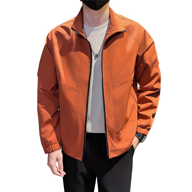 秋装新款社会小伙时尚工装夹克男店主外套男JK93-P78控128砖红,男装夹克,星座301B-1