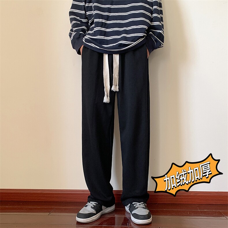 情侣百搭编织抽绳加绒加厚大码束脚休闲裤男K261*P26加绒30控58,男装休闲裤,星座227-2