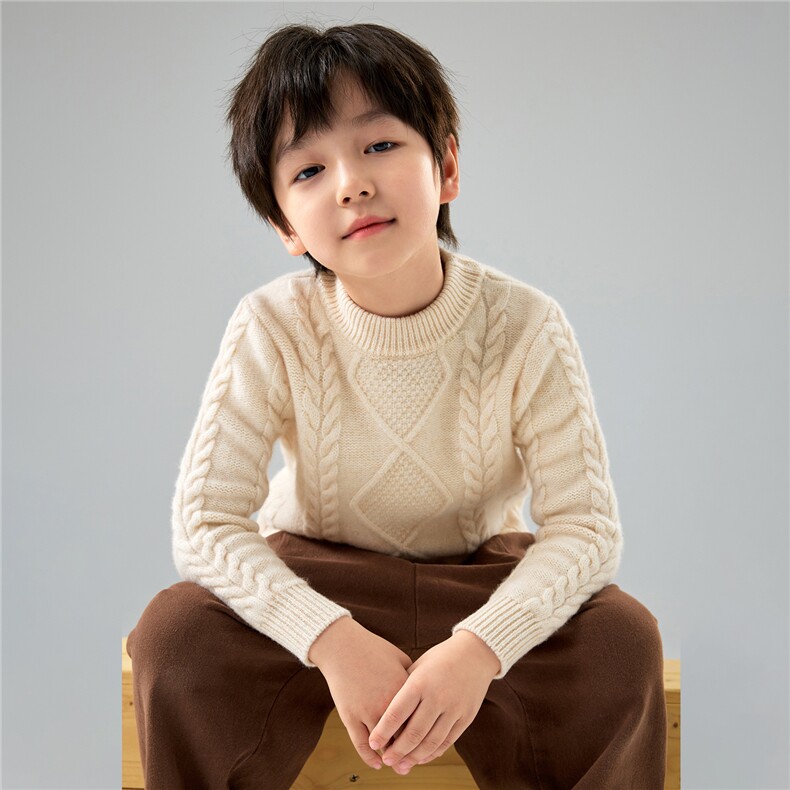 秋冬季儿童羊毛三股加厚针织衫男女童套头长袖妞花宝宝打底,童装儿童羊毛衫,初丹羊绒童装