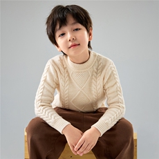 秋冬季儿童羊毛三股加厚针织衫男女童套头长袖妞花宝宝打底，童装儿童羊毛衫，初丹羊绒童装