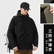 2025款男士夹克外套春秋男装休闲潮流百搭连帽男外套91017-P105，男装夹克，电商D215