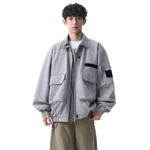2026新款麂皮绒工装外套男宽松休闲大口袋拼上衣XZ309 JK8656 P78图片