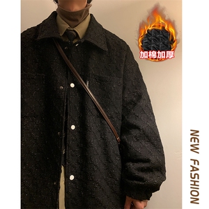 冬新款大码小香风加棉加厚棉服男翻领保暖夹克外套J595J加棉-P95图片