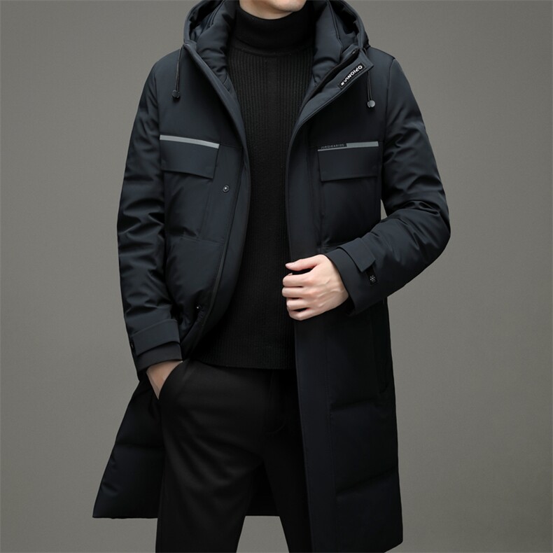 冬季中长款连帽休闲羽绒服男装新款中年加厚保暖男士御寒外套,男装羽绒服,电商B212（原钱塘6029）