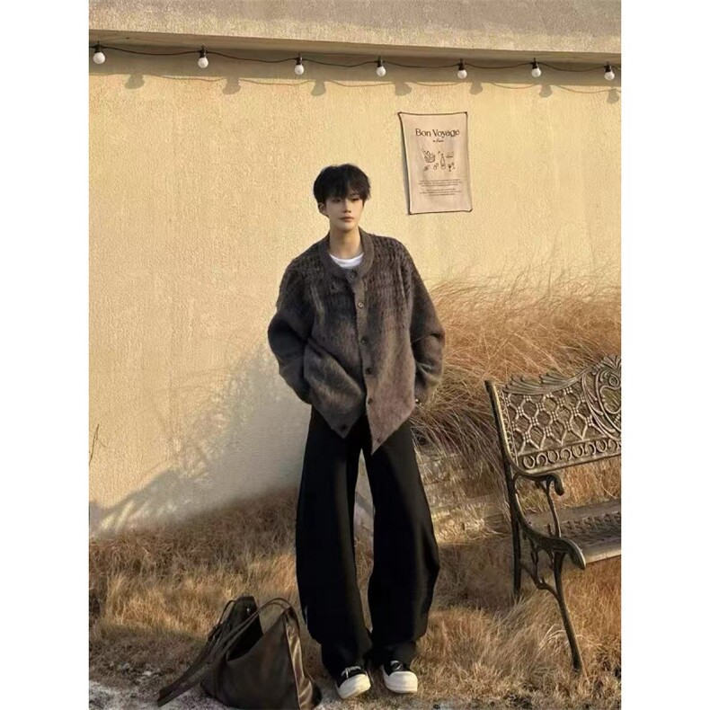 复古简约软糯拼色设计感针织开衫男女慵懒风毛衣MY02522-P65,男装针织衫/毛衣,星座308B-2