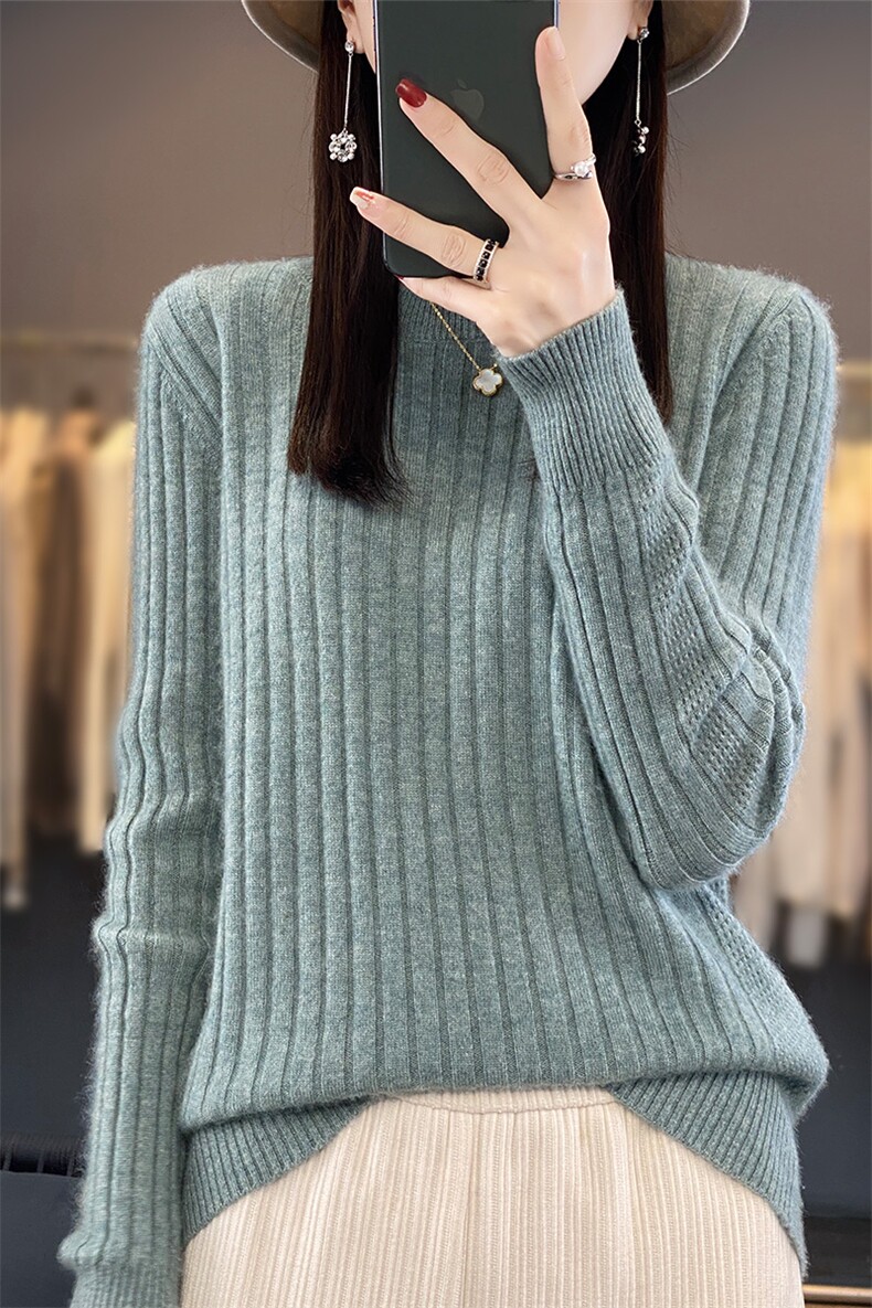 新款圆领套头羊毛衫女秋冬装新款韩版宽松百搭,女装羊毛衫,绒汀羊绒