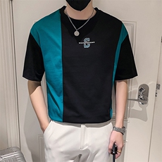 黑色2023精神小伙修身男士圆领短袖T恤打底衫潮6661-P48控68，男装T恤，电商A108